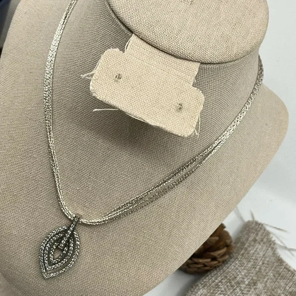 925 Italy Milor Multi-Strand Necklace w/ Layered Teardrop Pendant, 16-18" - Picture 5 of 16